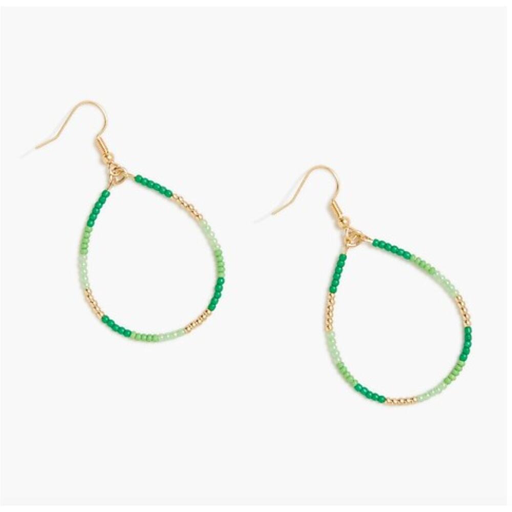 NWT J. Crew Gold Beaded Boho/Festival Hoop Earrings - Picture 7 of 8